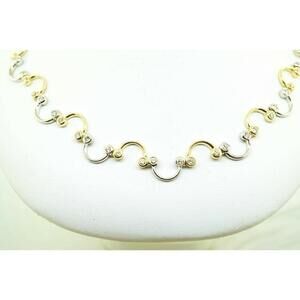 Estate Sale 14k Multi-Tone Gold Diamond Necklace 2.40 TCW Chain 17 Vintage Style